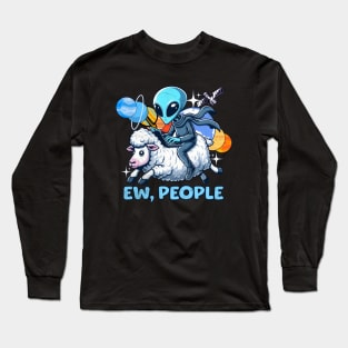 Alien Riding a Sheep Long Sleeve T-Shirt